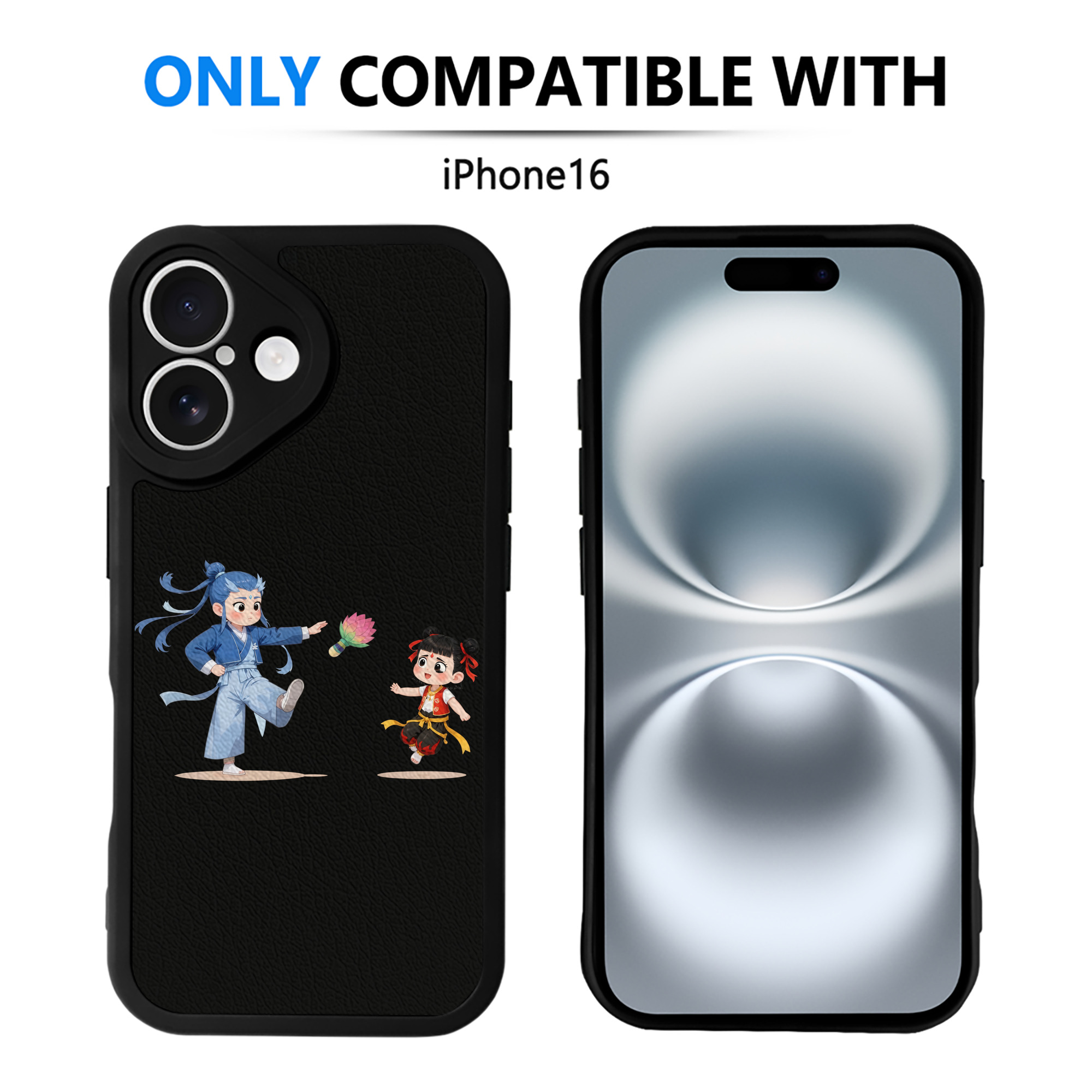 （画像用） Ne Zha 2 ナタ 魔童の大暴れ 【iPhone 16シリーズ対応】シリコンスマホケース（レザー調） 材質：シリコン